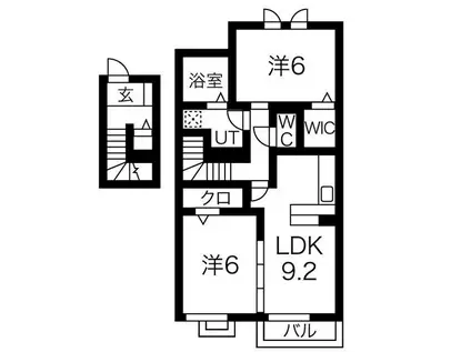 リーブル・シャン・ド・フルール(2LDK/2階)の間取り写真