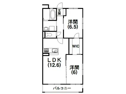グランドール新貝(2LDK/1階)の間取り写真