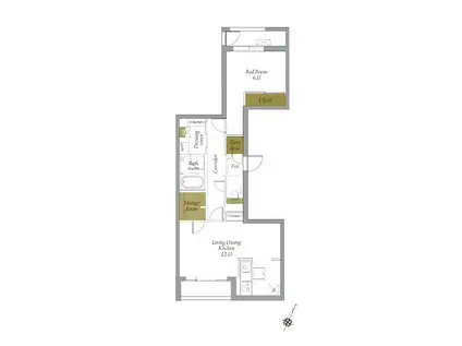 ATELIELL代官山(1LDK/1階)の間取り写真