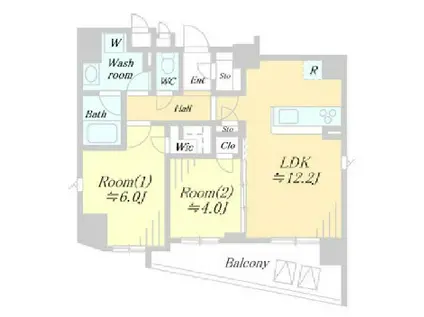 グローリオシェルト飯田橋(2LDK/7階)の間取り写真