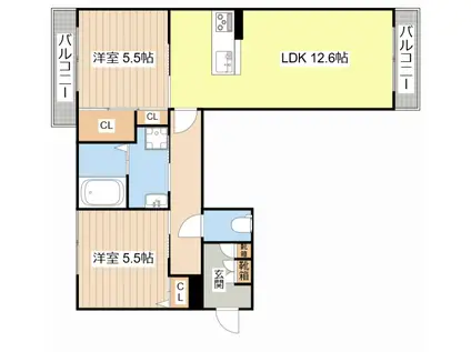 グラン ソル ルチア(2LDK/3階)の間取り写真