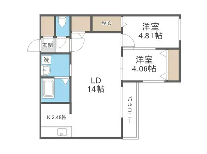 TRUTH HOME手稲本町(2LDK/4階)の間取り写真