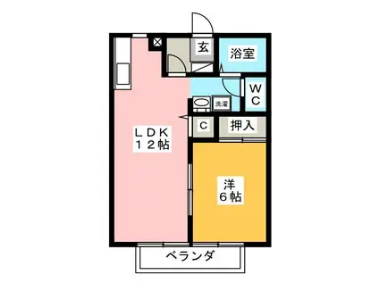 サンガーデン松本(1LDK/2階)の間取り写真