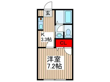 ローズガーデン(1K/1階)の間取り写真