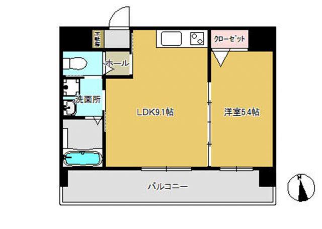 ハイグランデ矢上(1LDK/2階)の間取り写真