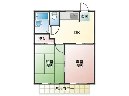 コスモハイツデューン(2DK/2階)の間取り写真