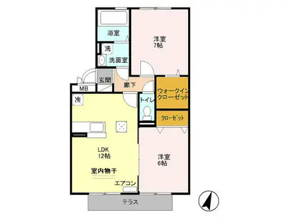 ソレアード(2LDK/1階)の間取り写真