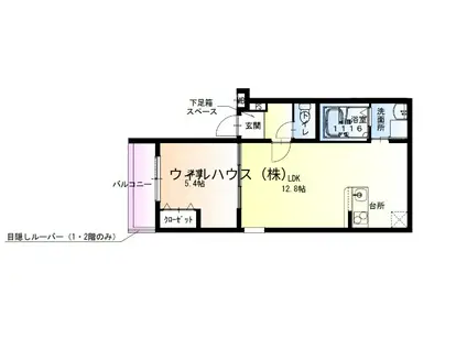 フジパレス堺北長尾3番館(1LDK/1階)の間取り写真