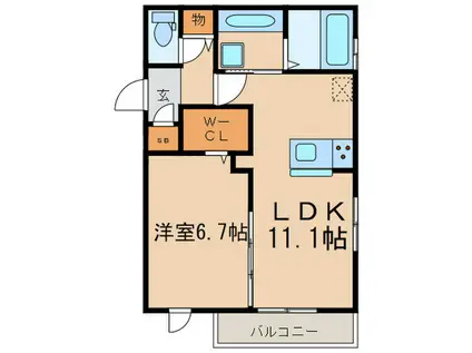 セジュール神楽田(1LDK/1階)の間取り写真