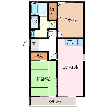 コーポせせらぎA(2LDK/1階)の間取り写真