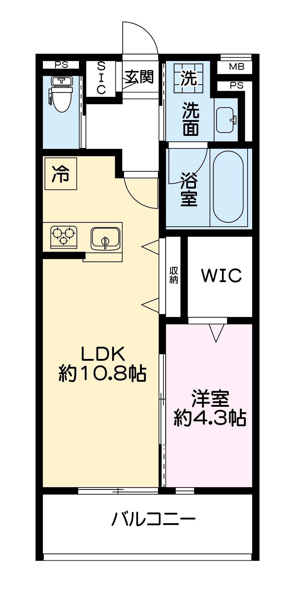 エクリプス(1LDK/2階)の間取り写真