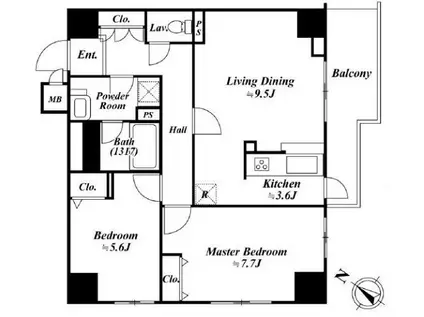 アクロス目黒タワー(2LDK/18階)の間取り写真