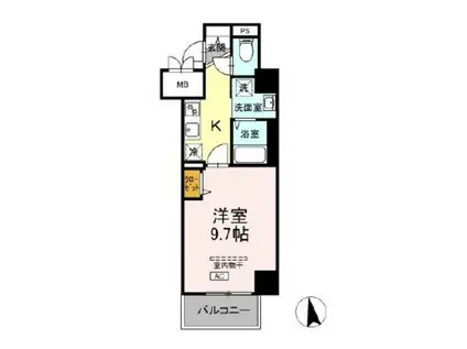 グランディオ医大前(1K/6階)の間取り写真