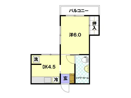 思案橋ハイツ青葉(1DK/2階)の間取り写真