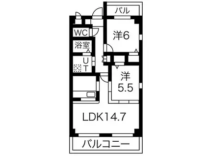 クレセール ウエスト(2LDK/2階)の間取り写真