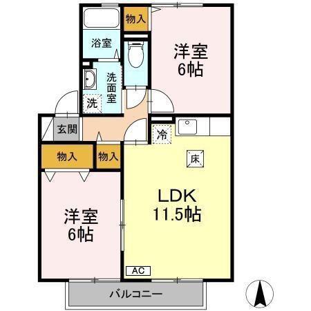 セジュールメゾンG(2LDK/1階)の間取り写真