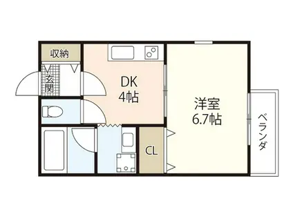 RIDERE廿日市(1DK/2階)の間取り写真