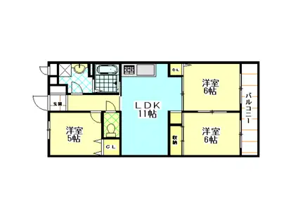 サンヒルズ(3LDK/2階)の間取り写真