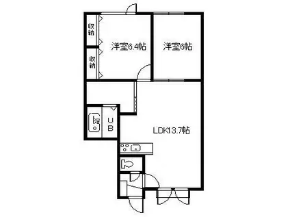 プラウド セカンド(2LDK/1階)の間取り写真