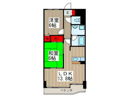 ロマーナ伍番館(2LDK/8階)の間取り写真