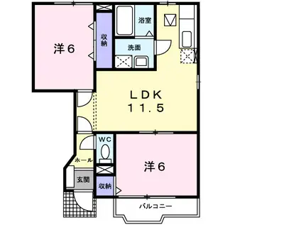 グレーデレ ドーノ ヨッシーII(2LDK/2階)の間取り写真