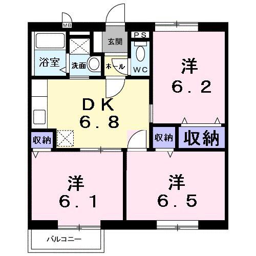 さくらんぼハイツ(3DK/1階)の間取り写真