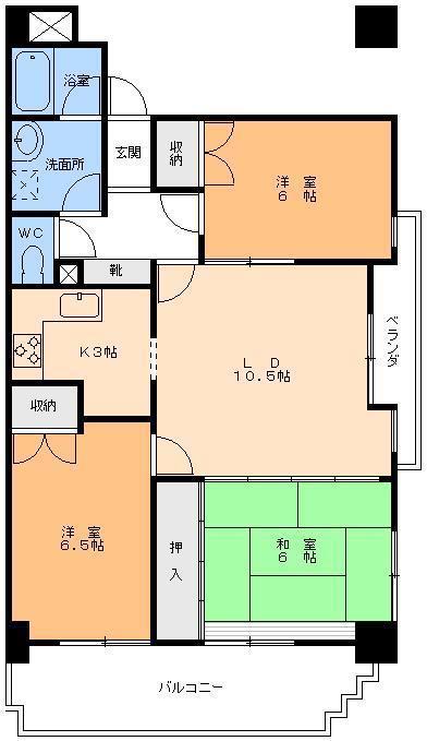 味酒直貴ビル(3LDK/6階)の間取り写真