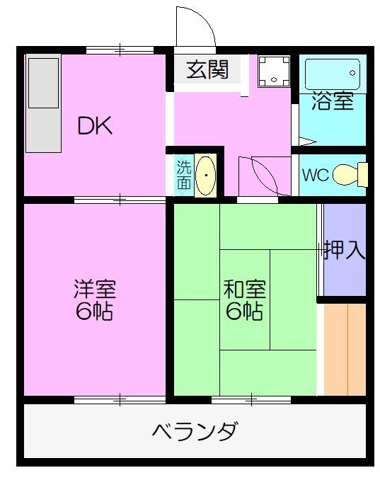 エクセレントハイツA(2DK/3階)の間取り写真