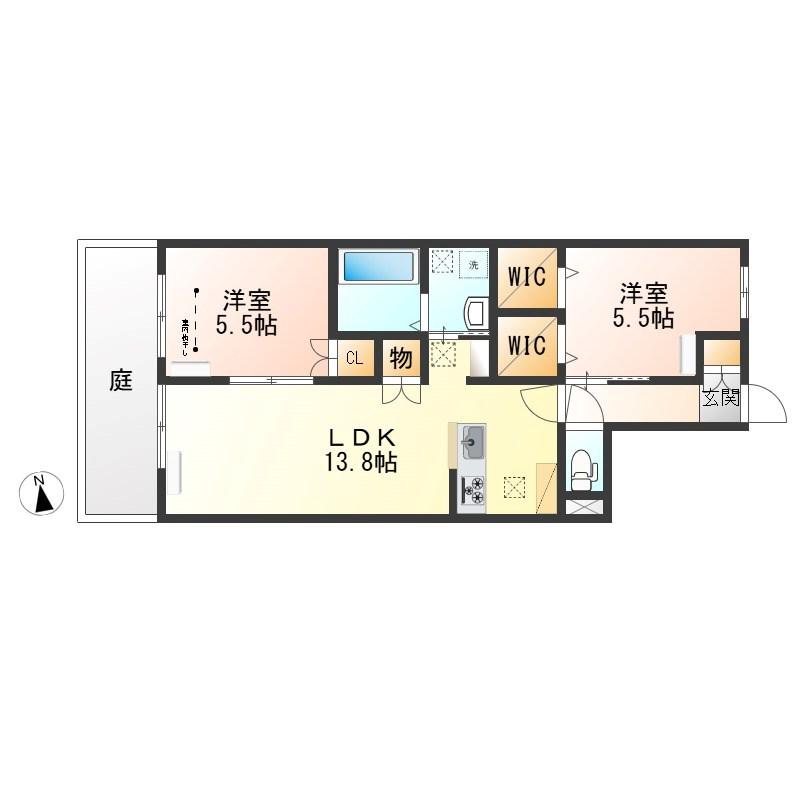 MAISON DE PARC(2LDK/1階)の間取り写真