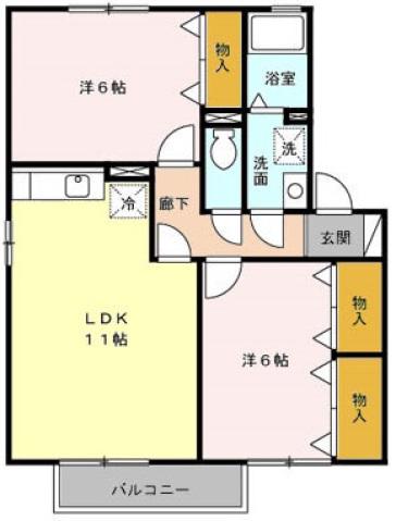 ウールクロッシェB(2LDK/1階)の間取り写真