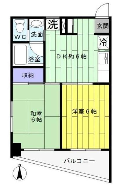 竹ノ塚スカイパーク(2DK/6階)の間取り写真