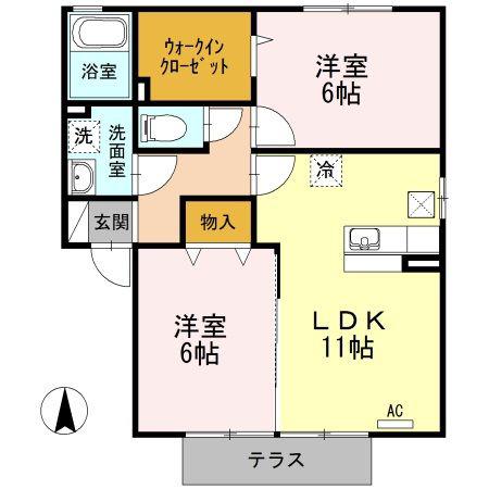 モンテ・シエルA(2LDK/1階)の間取り写真