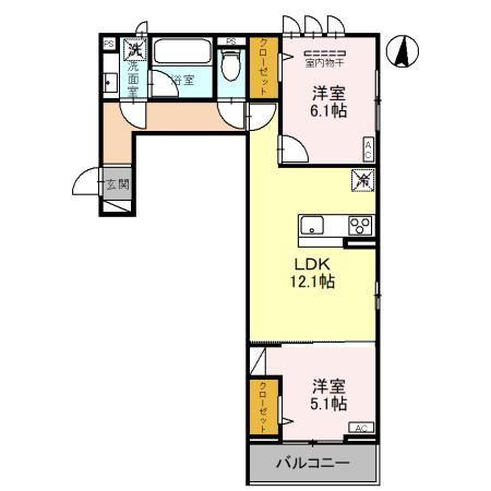 リヴェール・パルコ(2LDK/2階)の間取り写真