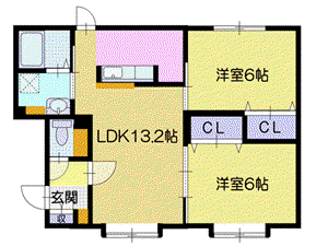 ラヴォンド北広島(2LDK/2階)の間取り写真