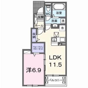 グレープヴィラ(1LDK/1階)の間取り写真