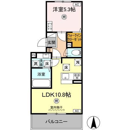 SAKURA A棟(1LDK/1階)の間取り写真