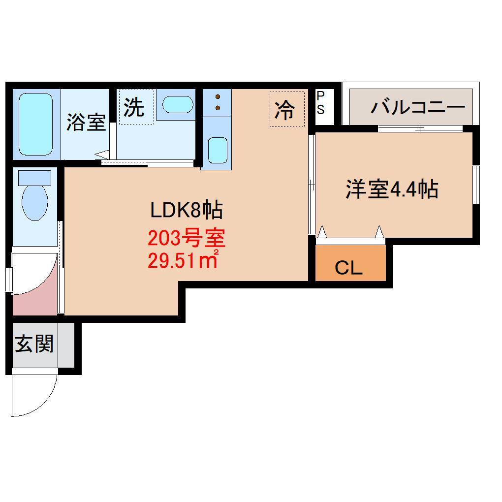 グラウハイム(1LDK/2階)の間取り写真