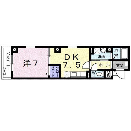 LA・KIYAMIYASSO(1DK/1階)の間取り写真