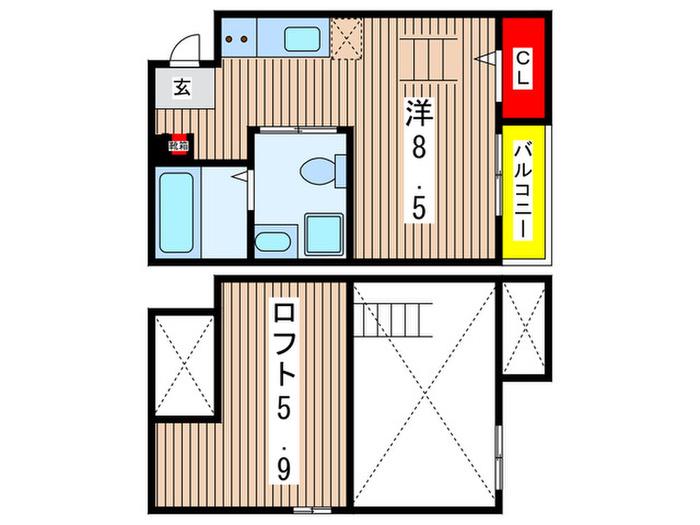 CASA ZIRUCON(ワンルーム/2階)の間取り写真