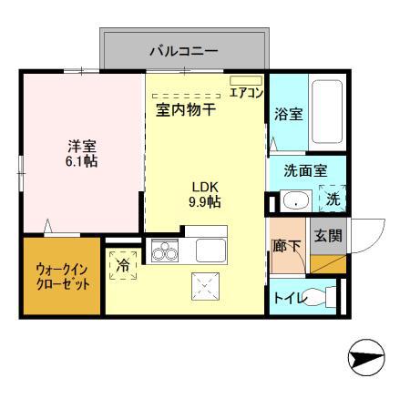 ALWAYS FRIENDRY 学園南(1LDK/1階)の間取り写真