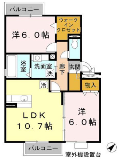 コーダ・コリーナ I(2LDK/3階)の間取り写真