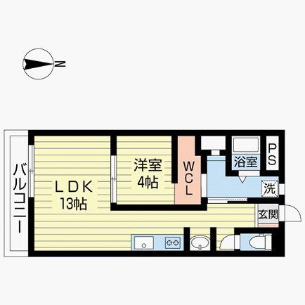 箕面レジデンス(1LDK/3階)の間取り写真