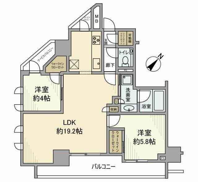 アトラス西日暮里道灌山(2LDK/9階)の間取り写真