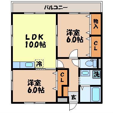 アビタシオン昭和(2LDK/3階)の間取り写真