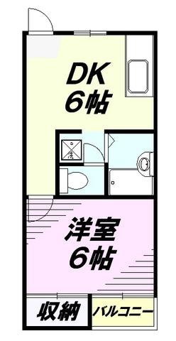 メゾンソレイユ(1DK/2階)の間取り写真