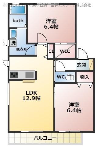 ソレイユヴィラ(2LDK/1階)の間取り写真