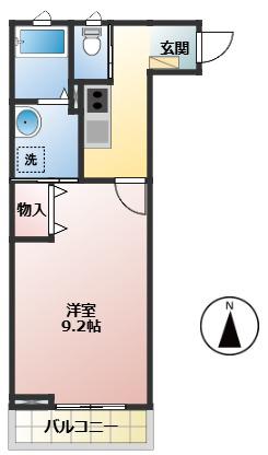 グレース光南(1K/1階)の間取り写真