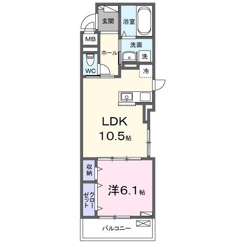 グランハイムII(1LDK/2階)の間取り写真