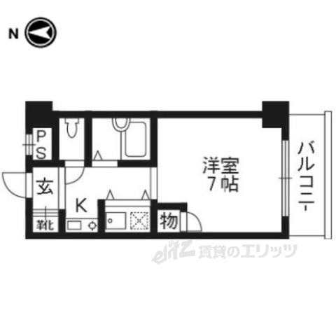 サザンフィールド(1K/2階)の間取り写真