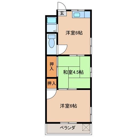 コーポ瑞穂昭和町(2DK/3階)の間取り写真